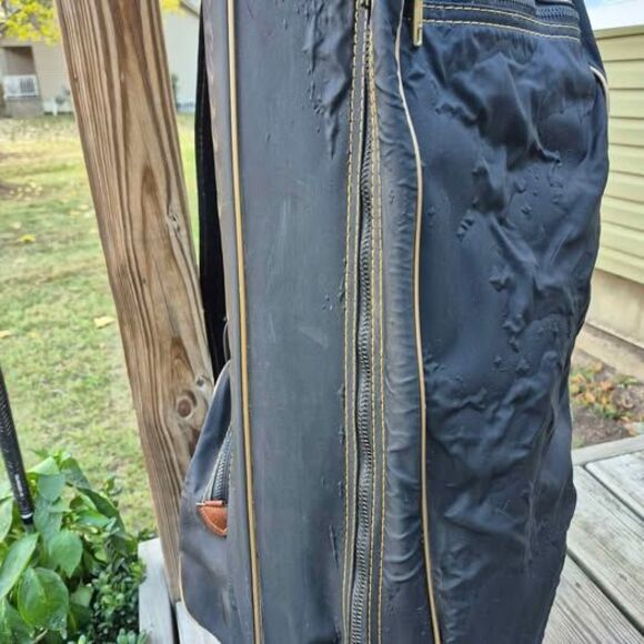 Vintage Pro Classic Nylon/Leather 14-way Golf Bag w/ Rain Cover & Carry Strap - Picture 9 of 10